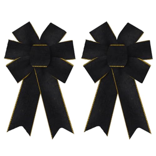 Black Velvet Wreath Bow Set - 2 Pack for Holiday & Event Decor