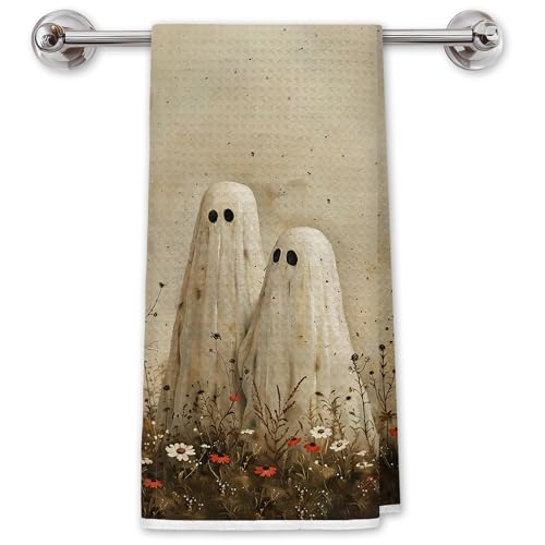 Halloween Ghost Kitchen Hand Towels - 16x24in Decorative Dish Towels - Ghost Towel Variation