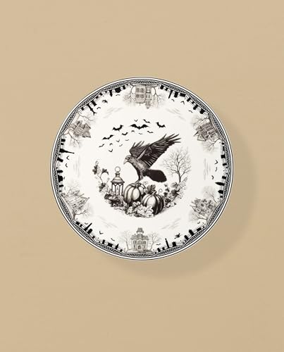 Haunted Village Cake Plate - Halloween Porcelain Dessert Stand - Lenox