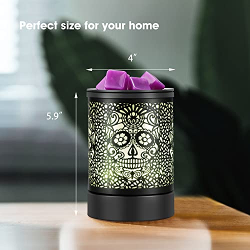 Skull Timer Fragrance Wax Melts Warmer with 7-Color LED Lights - Gothic Home Decor