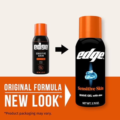 Edge Shaving Gel for Men, Sensitive Skin, 2.75 oz Pack of 12 - Cooling & Moisturizing
