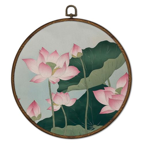 Lotus Flower Wall Art Decor - 10x10 Inch Framed Canvas for Living Room & Bathroom - Botanical Floral Wall Hanging - Yoga & Spa Style