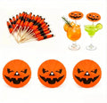 Halloween Pumpkin Cocktail Picks 100 Pcs - Festive Party Drink Decorations