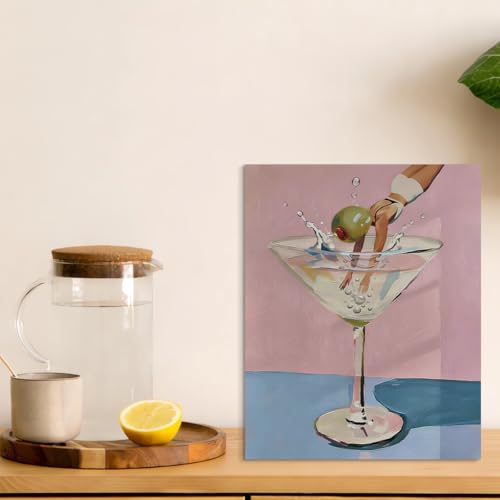 Martini Cocktail Wall Art Canvas - Wine 15 Variation for Bar & Drink Decor