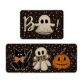 Halloween Pumpkin Kitchen Mats Set of 2 - 24x35 & 24x59 Black