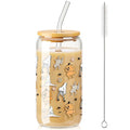 Funny Halloween Ghost Glass Cups with Lid & Straw - 16 oz Boo Basket Stuffer