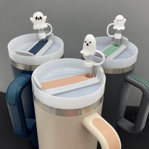 Halloween Ghost Silicone Straw Cover Caps for Stanley Cups - 6 Pack