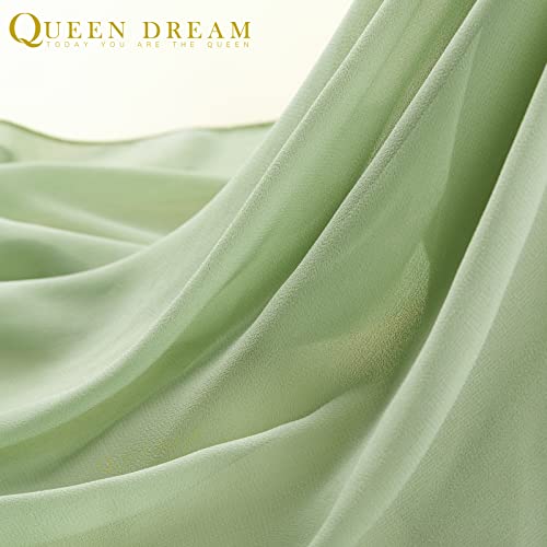 Sage Green Chiffon Table Runner 15 Pieces 27x120 Inches for Wedding Party Decor - QueenDream