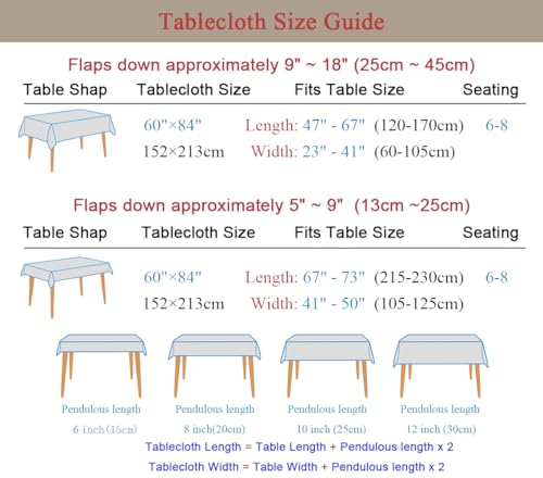 Rectangular Floral Tablecloth 60x84 Inch Light Green Waterproof Spill-Proof Dining Cover