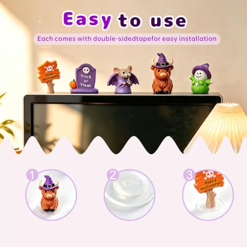 Mini Halloween Resin Figurines Set - 5PCS Desk Monitor Decorations