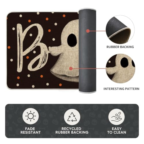 Halloween Kitchen Mats Set of 3 - Black Non-Slip Floor Mats 17x29/36/47 Inches