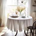 Everly 100% Natural Linen Round Tablecloth 70 Inch White for Weddings & Events