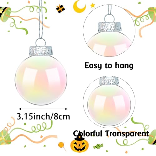 12 Pcs 3.15 Inch Iridescent Plastic Christmas Ornaments Balls - Variation of 3.15 Inch / 12