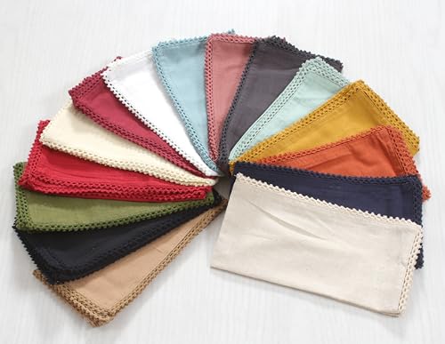 18x18 Inch Brown Lace Cloth Napkins Set of 6 - Cotton Linen Blend, Elegant Tableware