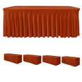 Rust 4 Pack 6ft Spandex Table Skirts Fall Ruffle Halloween Thanksgiving