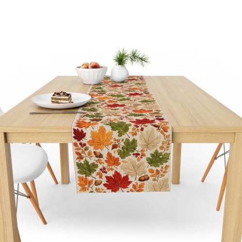 Fall Maple Leaves Table Runner for Thanksgiving & Autumn Decor - OHOME