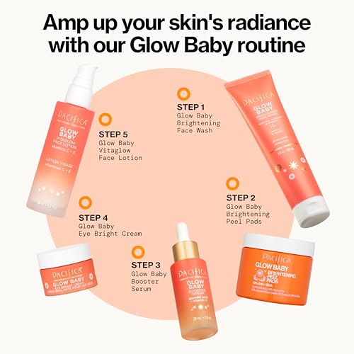 Pacifica Beauty Glow Baby VitaGlow Face Lotion and Brightening Face Wash Set, Skincare, Vitamin C and E, AHA, Exfoliator, Cleanser, Hydrating, Moisturizer, Vegan, 1.7 fl oz and 5 fl oz (Set of 2)