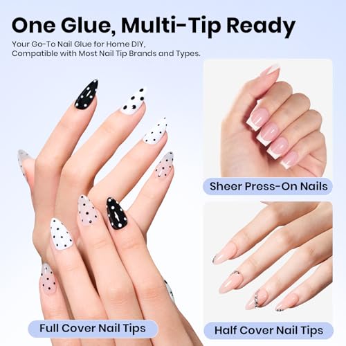 Beetles White Gel Nail Polish with 2pcs 15ml Nail Glue for Acrylic Tips