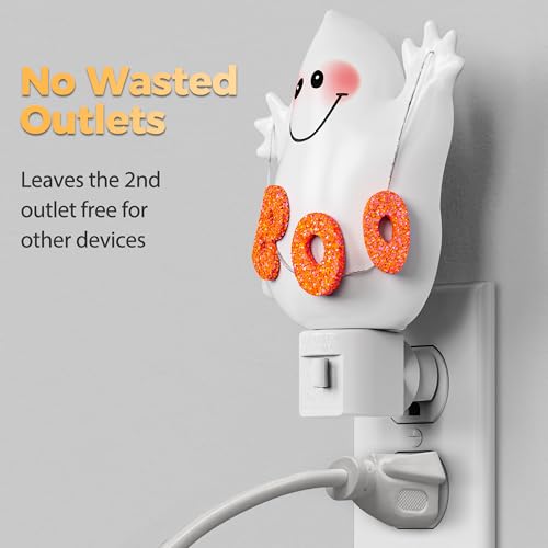 Halloween Ghost Night Light Plug-in Wall Light - Warm White, 2 Pack