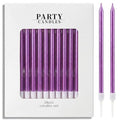 Purple Long Thin Birthday Candles - 24 Count Tall Cake Toppers with Metallic Luster - Party & Celebration Supplies