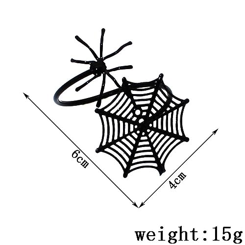 Halloween Spider Web Napkin Ring Set 4pcs - Festive Table Decor, Black+Red Variation