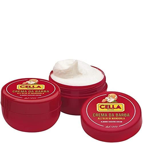 Cella Milano Almond Shaving Cream - Premium Tallow-Based Wet Shave Soap for Men | Rich Moisturizing Lather (5.2 oz / 150g)