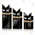 Halloween Black Cat Wooden Tiered Tray Decor Set - 3 Pack, Rustic Spooky Home Accent
