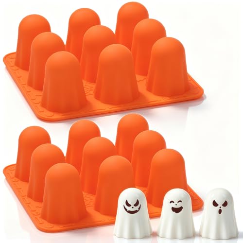 Halloween Ghost Silicone Mold 2-Pack - 9 Cavities, 3D Ghost Shapes - Fall & Holiday DIY