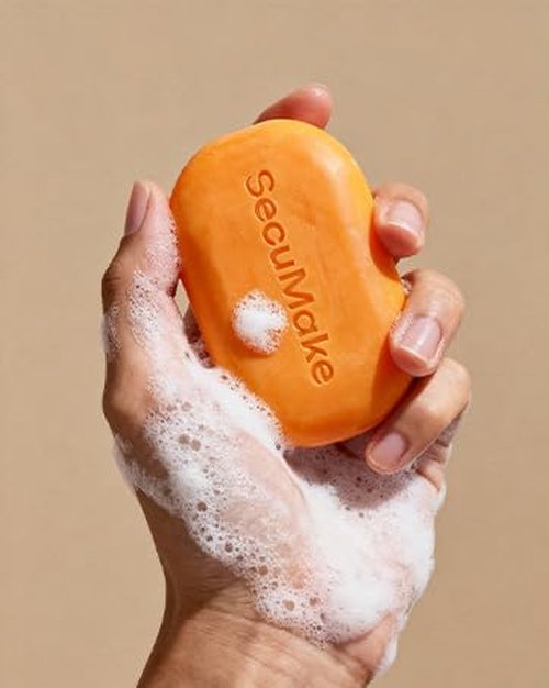 SecuMake Kojic Acid Soap, Brightening & Hydrating Turmeric Soap Bar for Dark Spots with Vitamin C and Shea Butter, Paraben & Sulfate-Free - 1 Bars