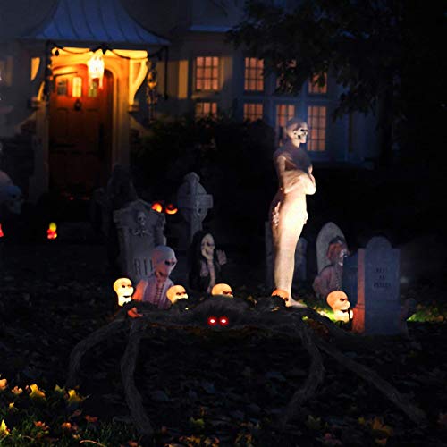 Giant Halloween Spider Decoration with LED Eyes - 3.3 FT Plush Creepy Outdoor Prop