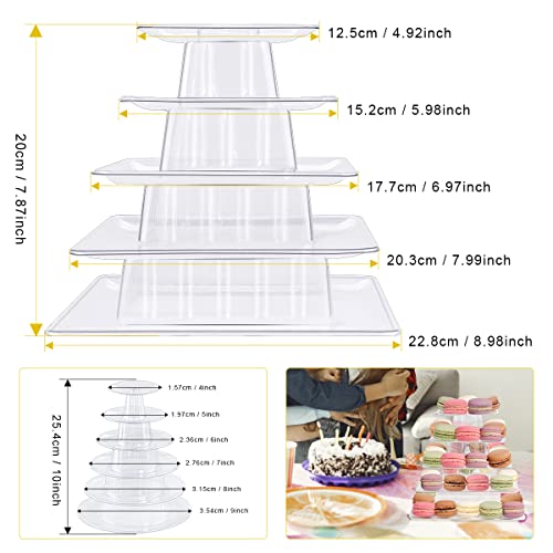 5-Tier Macaron Tower Stand - Clear Dessert Cake Display for Parties & Weddings