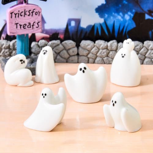 Halloween Ghost Car Dashboard Decor 8-Piece Miniature Figurines for Monitors & Office