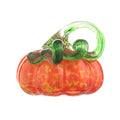 Orange Hand-Blown Glass Pumpkin Decor - 3.5 Inch Autumn Halloween Tabletop Figurine