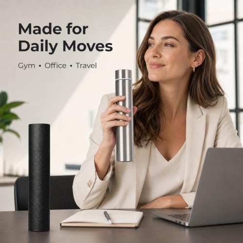 Slim Stainless Steel Vacuum Insulated Water Bottle 8.8oz - Silver