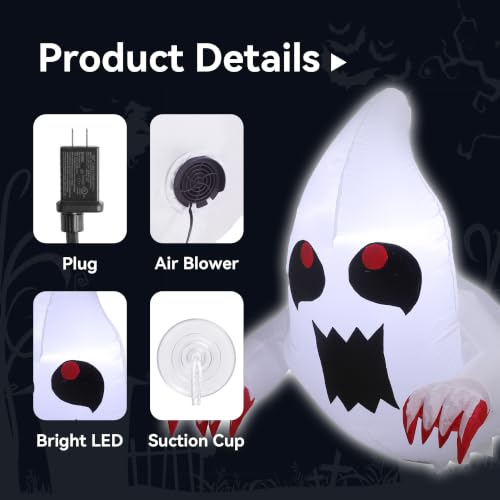 Halloween Inflatable Ghost Window Decoration - 3.5FT Spooky Outdoor & Indoor Scene, Glow LED, Suction Mount Variation of Ghost Window Decoration