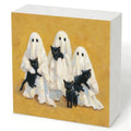 Halloween Wood Box Decor - Ghosts and Black Cats Sign - Style 34 - 5x5 Inch