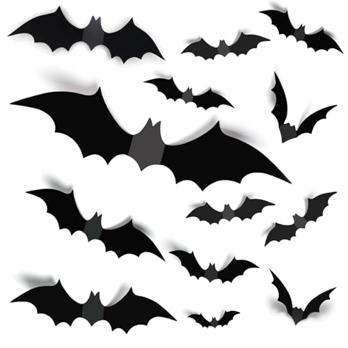 Halloween Bat Stickers - 60 Waterproof Reusable Wall Decals for Holiday Decor
