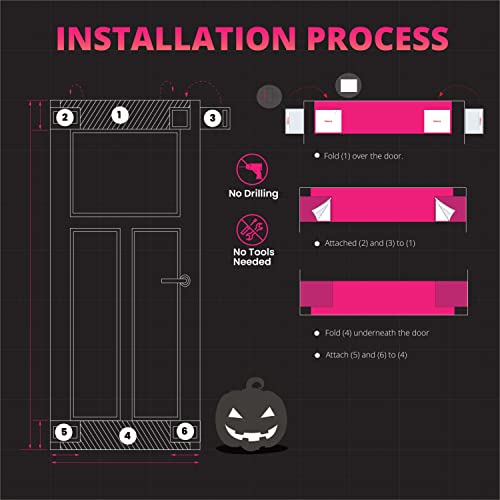 Grey Halloween Door Cover Decoration - Dead End Banner for Standard Doors 32-36 Inch Wide & 80 Inches Tall