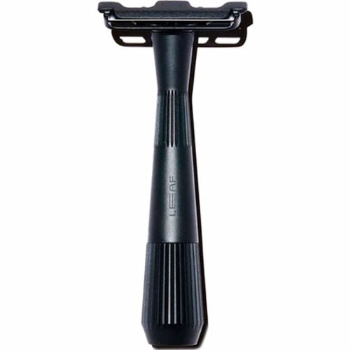 Leaf Twig Razor by Leaf Shave, All-Metal Single Blade Razor for Men & Women, Fixed Head w/Magnetic Load Assist, Includes 5 Stainless Steel Blades - Face Shaving, Lighter Hair, Sensitive Skin - Black