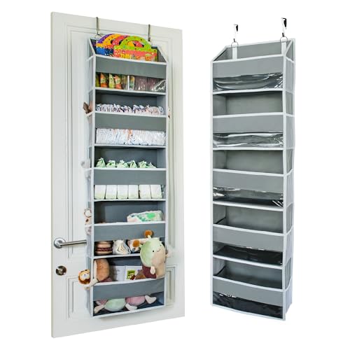Over Door Hanging Organizer with 5 Tiers & Clear Windows - Grey Storage Rack