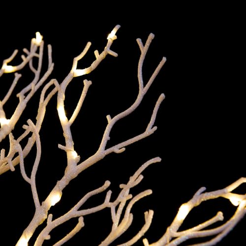 24in Lighted Willow Tree Bonsai with 70 Mini LED Lights - White Artificial Tree for Home & Holiday Decor
