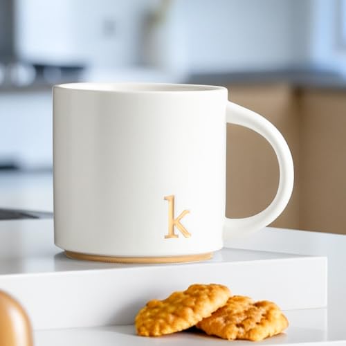 Ceramic Coffee Mug with Gold Monogram - 15 oz Gift Box - Gold K Variation