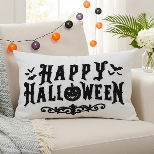 Halloween Pillow Covers 12x20 Inch Gothic White Decor for Sofa Bed Home