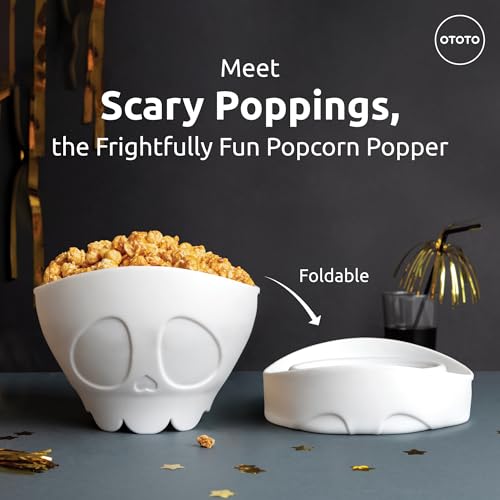 White Gothic Microwave Popcorn Popper - Collapsible Silicone Bowl, Halloween Gift