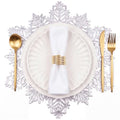 Snowflake Placemats Set of 12 - Silver Vinyl Round 15 Inch Table Mats