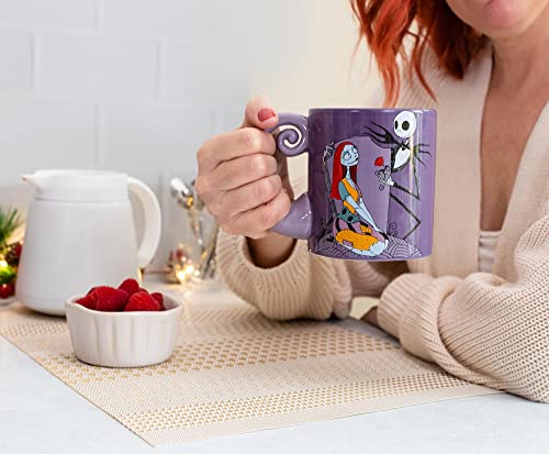 Nightmare Before Christmas Jack & Sally Ceramic Mug - Large 20oz Halloween Coffee Cup