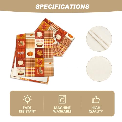 Buffalo Plaid Pumpkins & Turkey Thanksgiving Table Runner - 13 x 90 Inch Orange