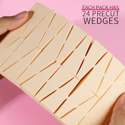 Pink Makeup Sponges Set 48 Pieces Latex-Free Wedge Applicators for Foundation