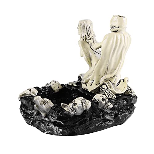 Halloween Skeleton Skull Resin Ashtray with Lid - Spooky Skull Pot Decor - Style 2