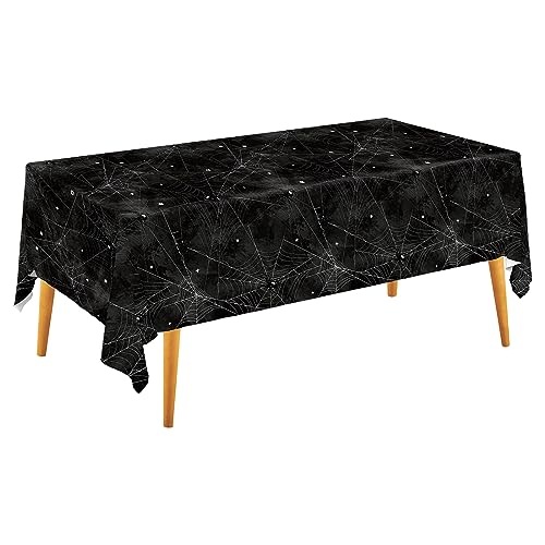 Halloween Spider Webs Disposable Tablecloths - 3 Pack, 54x108 Inches - Halloween Party Decorations